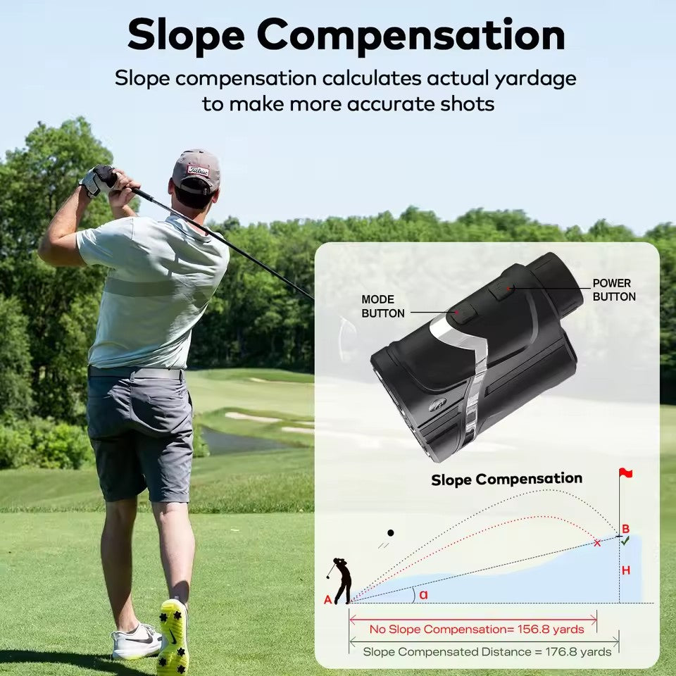 BOSEAN Golf Rangefinder with Slope,Pin-Lock,Viberation Reminder with 7x magnification,1200 Yards Rechargeable Rangefinder Golf