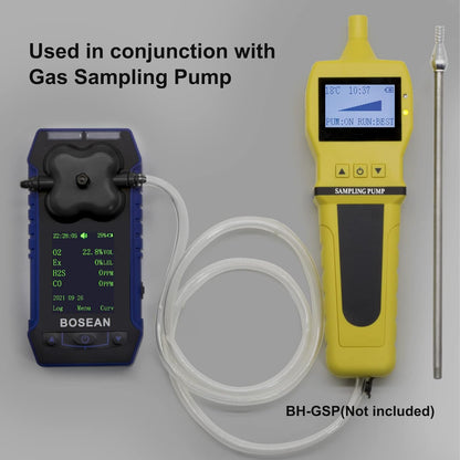 BOSEAN Portable 4 in 1 Gas Detector O2 EX H2S CO, Rechargeable Gas Meter with Vibration Audible Visual Alarm LCD Color Screen Gas Tester Analyzer