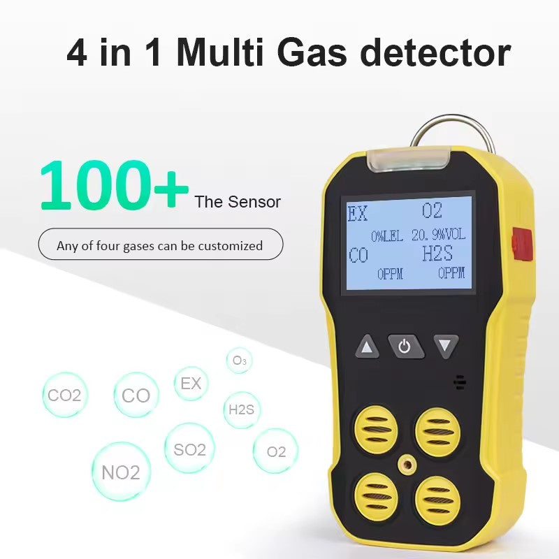 Bosean Multi Gas Detector Gas Meter O2 H2S CO LEL 4 in 1 Oxygen Hydrogen Sulfide Carbon Monoxide Combustible Gas Leak Detector