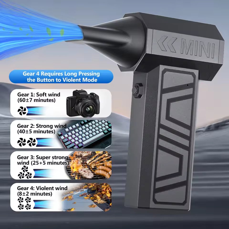 130000RPM Mini Fan Electric Air Duster Adjustable wind speed Portable Turbo Violent Blower Rechargeable Car Cleaning