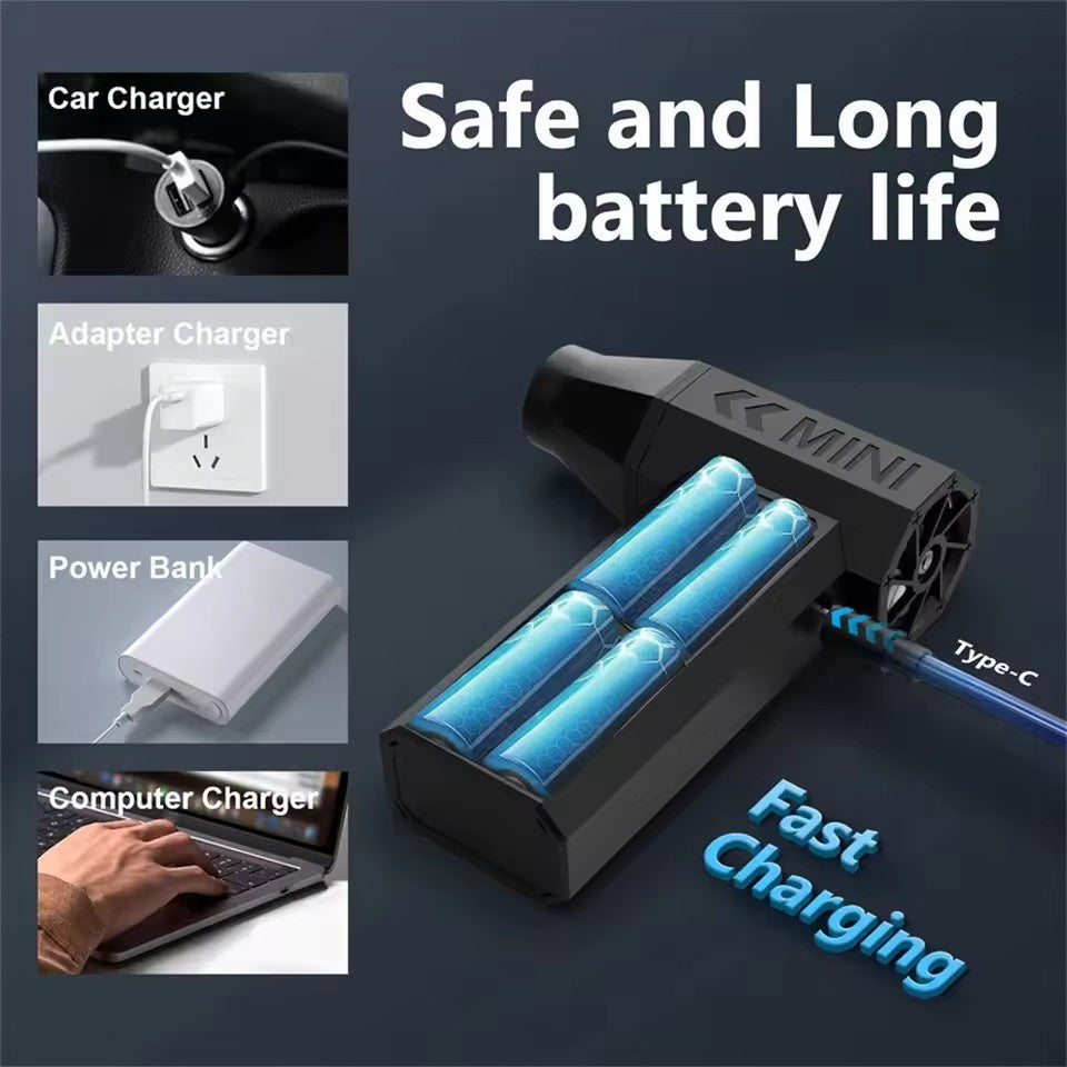 130000RPM Mini Fan Electric Air Duster Adjustable wind speed Portable Turbo Violent Blower Rechargeable Car Cleaning